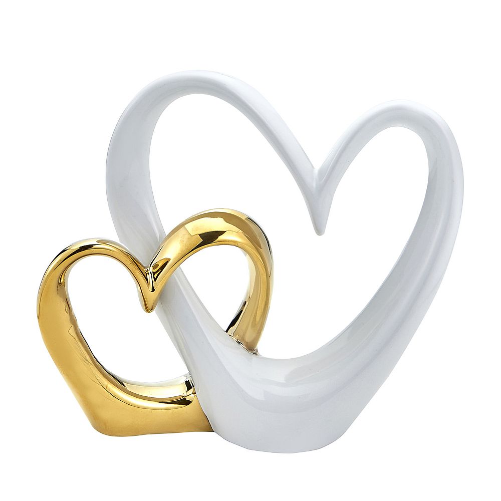 DOUBLE OPEN HEART CAKE TOPPER GOLD AND WHITEwholesale/2571lg.jpg Wedding Supplies